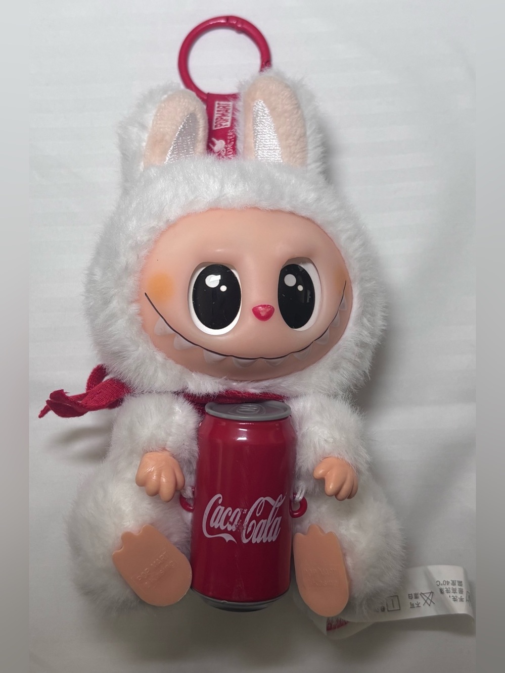 Pop Mart The Monster Coca Cola Plush Keychain with Red Can Labubu